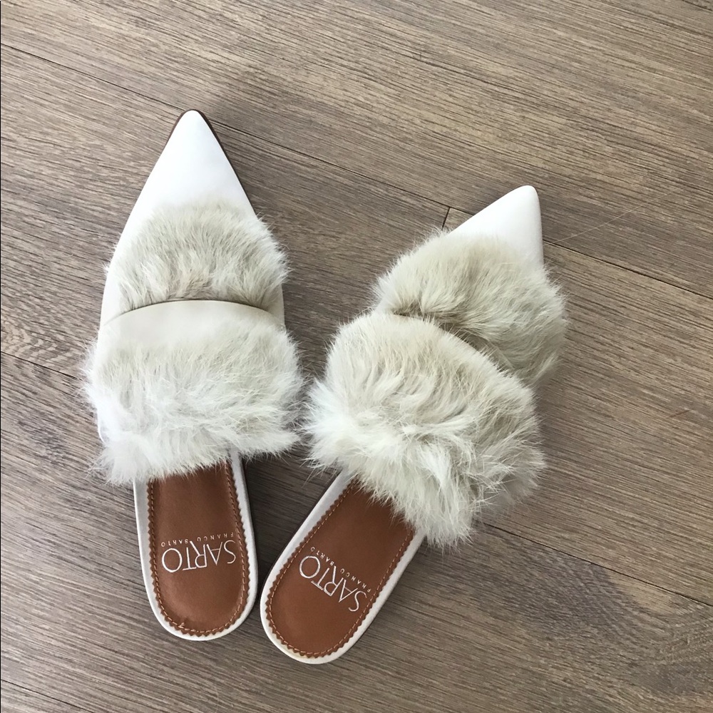 Sartore White and Cream Fur Flats